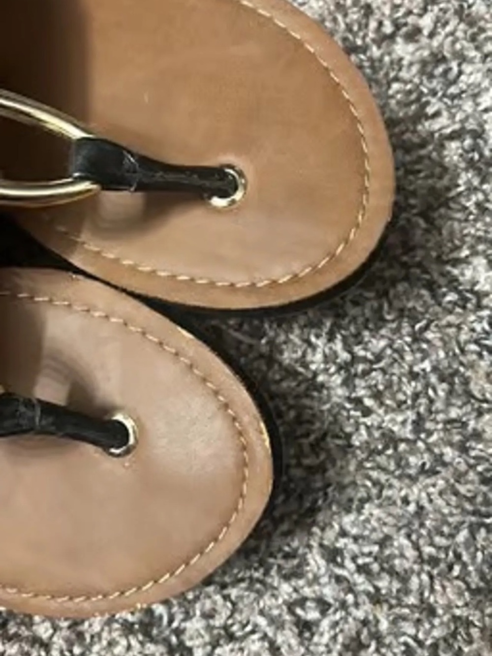 ALDO SIZE 7.5 BROWN AND BLACK THONG SANDAL SHOES LOT5822 - Picture 4 of 9